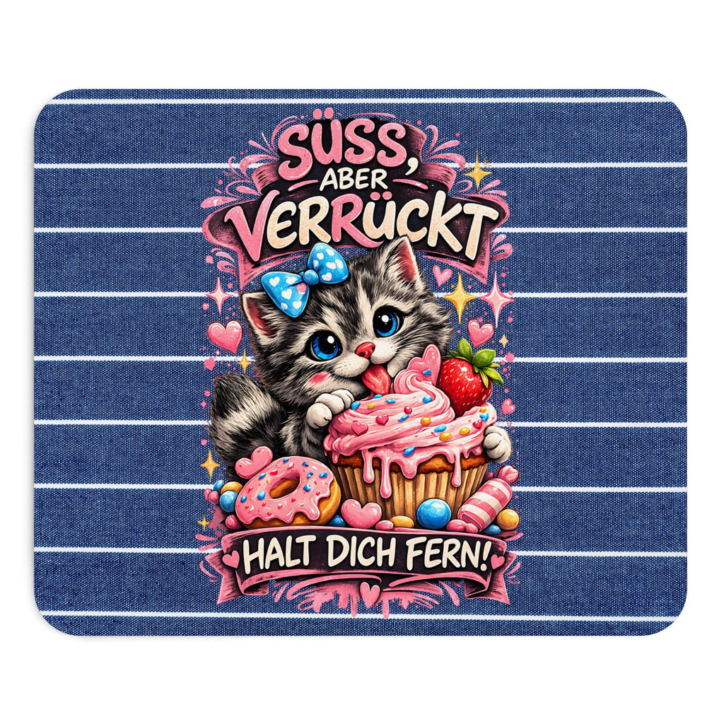 Dolce ma pazzo Mousepad – gatto divertente con frase – Mousepad von MALUX, 23,2 × 19,4 cm