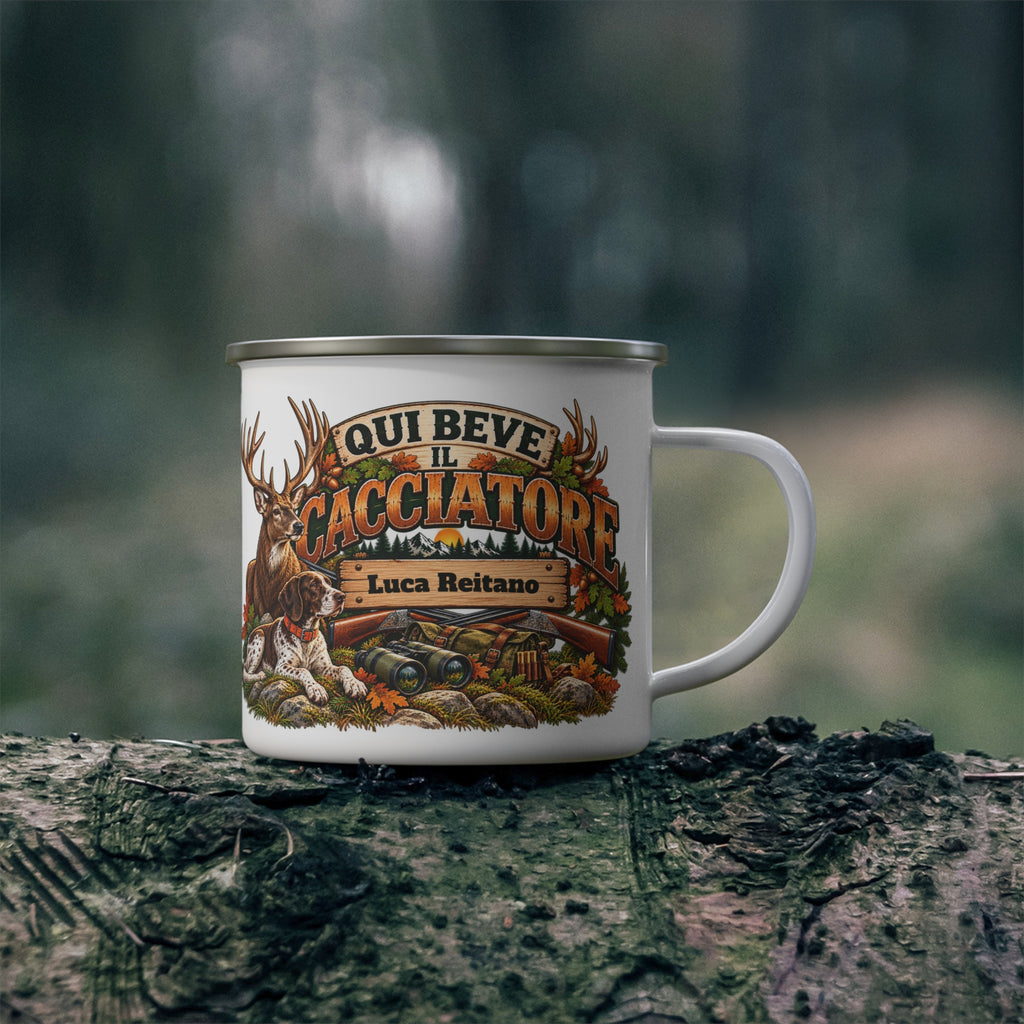 Tazza da Campeggio Personalizzata con Nome – Qui Beve il Cacciatore