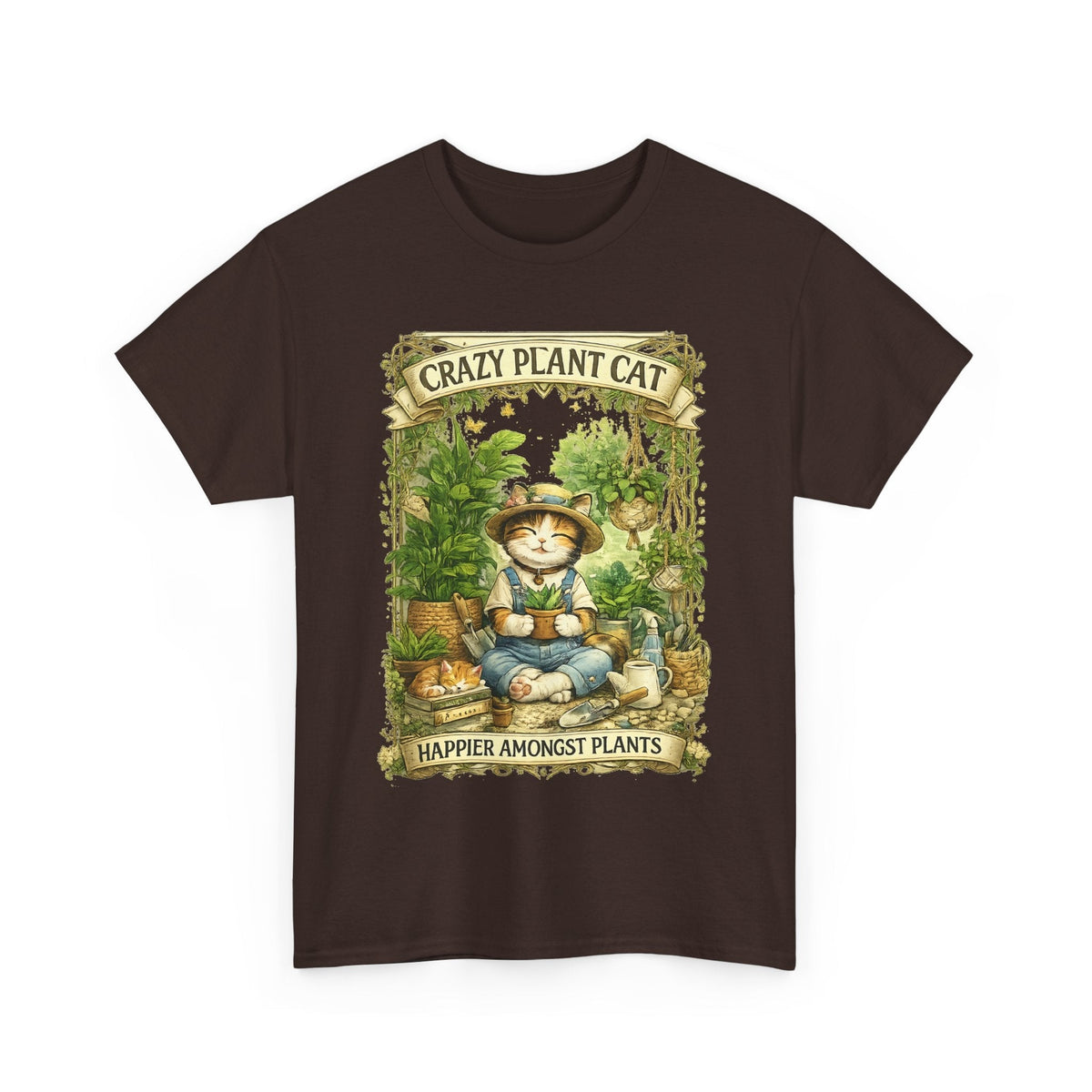 T-Shirt Gatto e Piante – Design Divertente