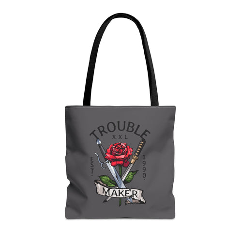 Borsa in tessuto Trouble Maker – Design Tattoo Rose e Spade