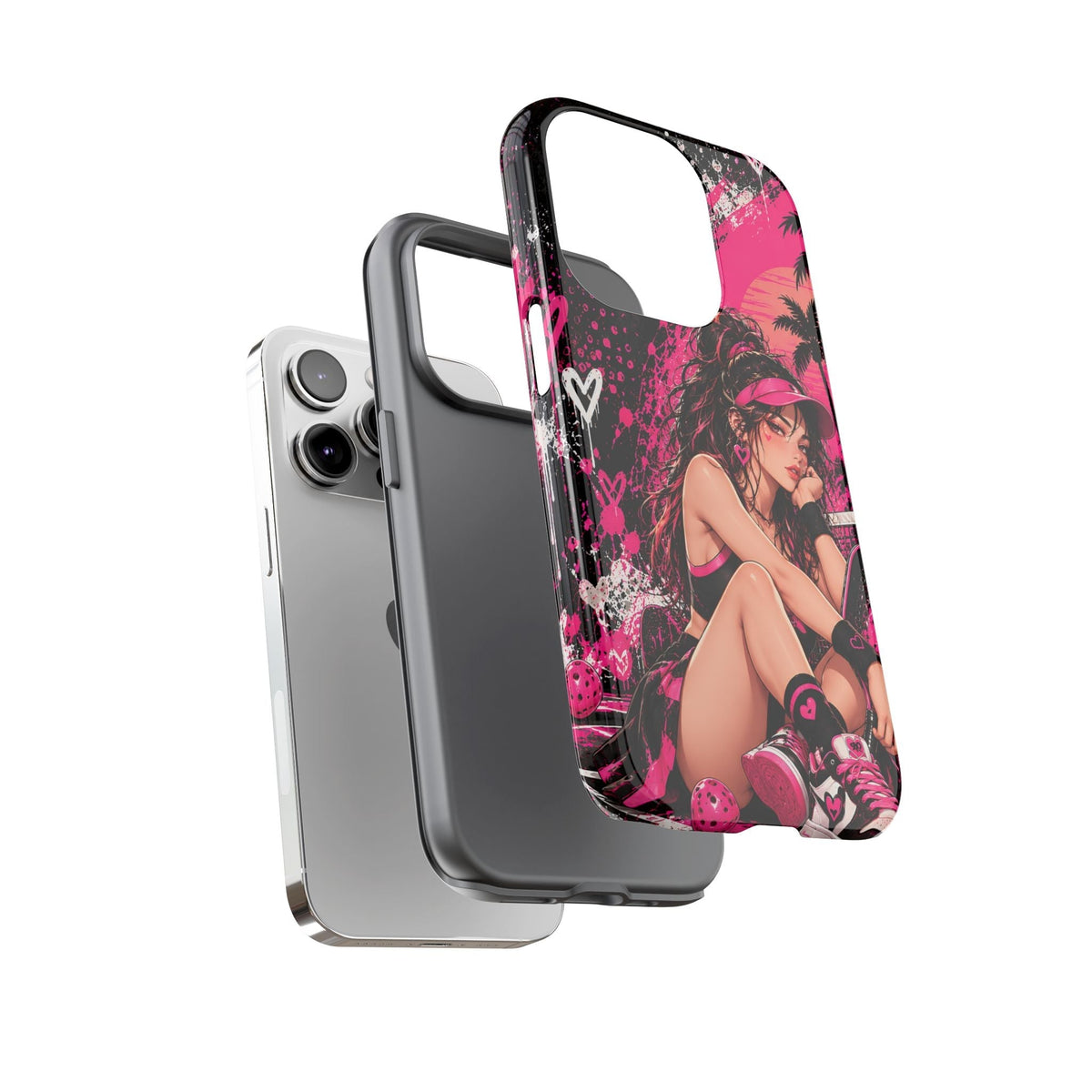 Rosa Grunge-Anime-Girl Cover per smartphone – Cover robusta im Urban-Streetwear-Stil