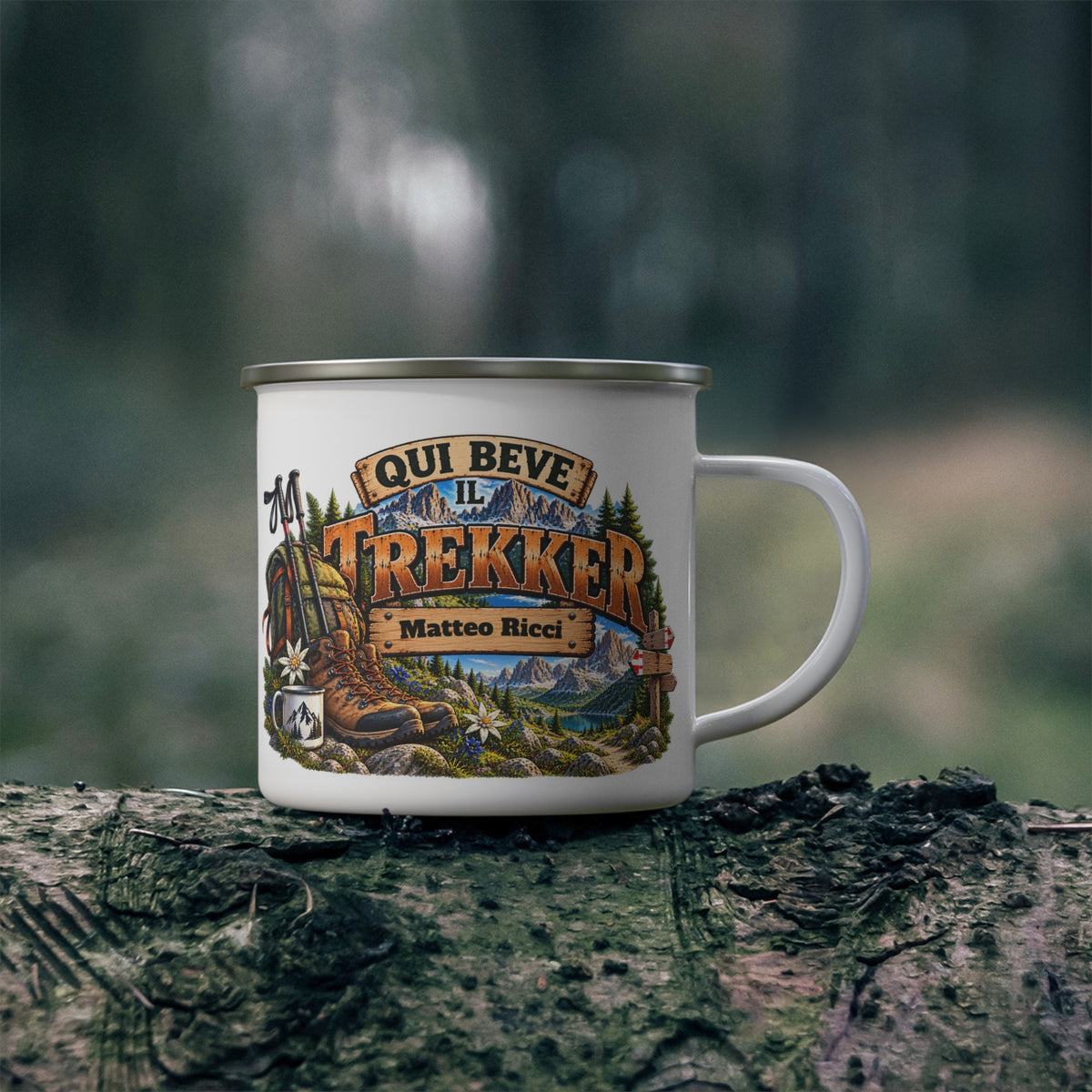 Tazza da Campeggio Personalizzata con Nome – Qui Beve il Trekker