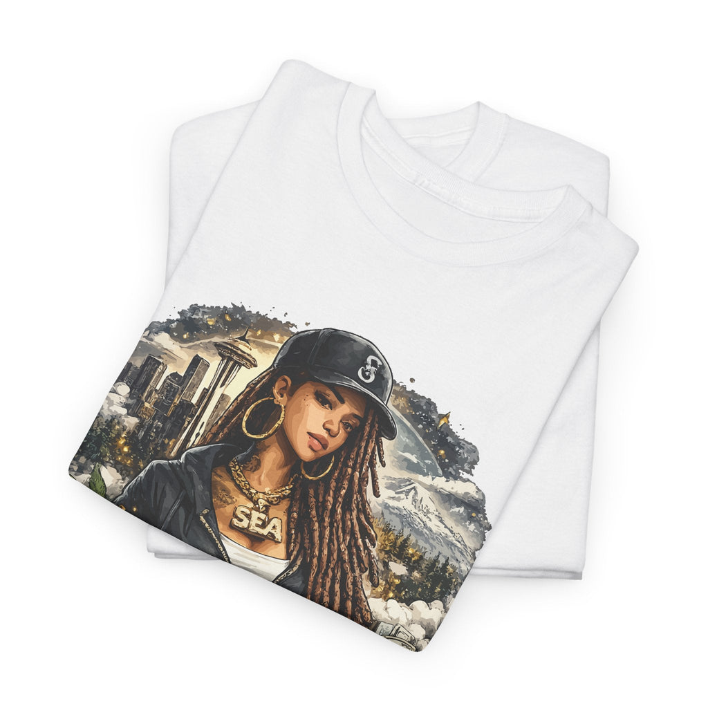 T-Shirt Seattle – Skyline, Caffè e Ritratto Vintage