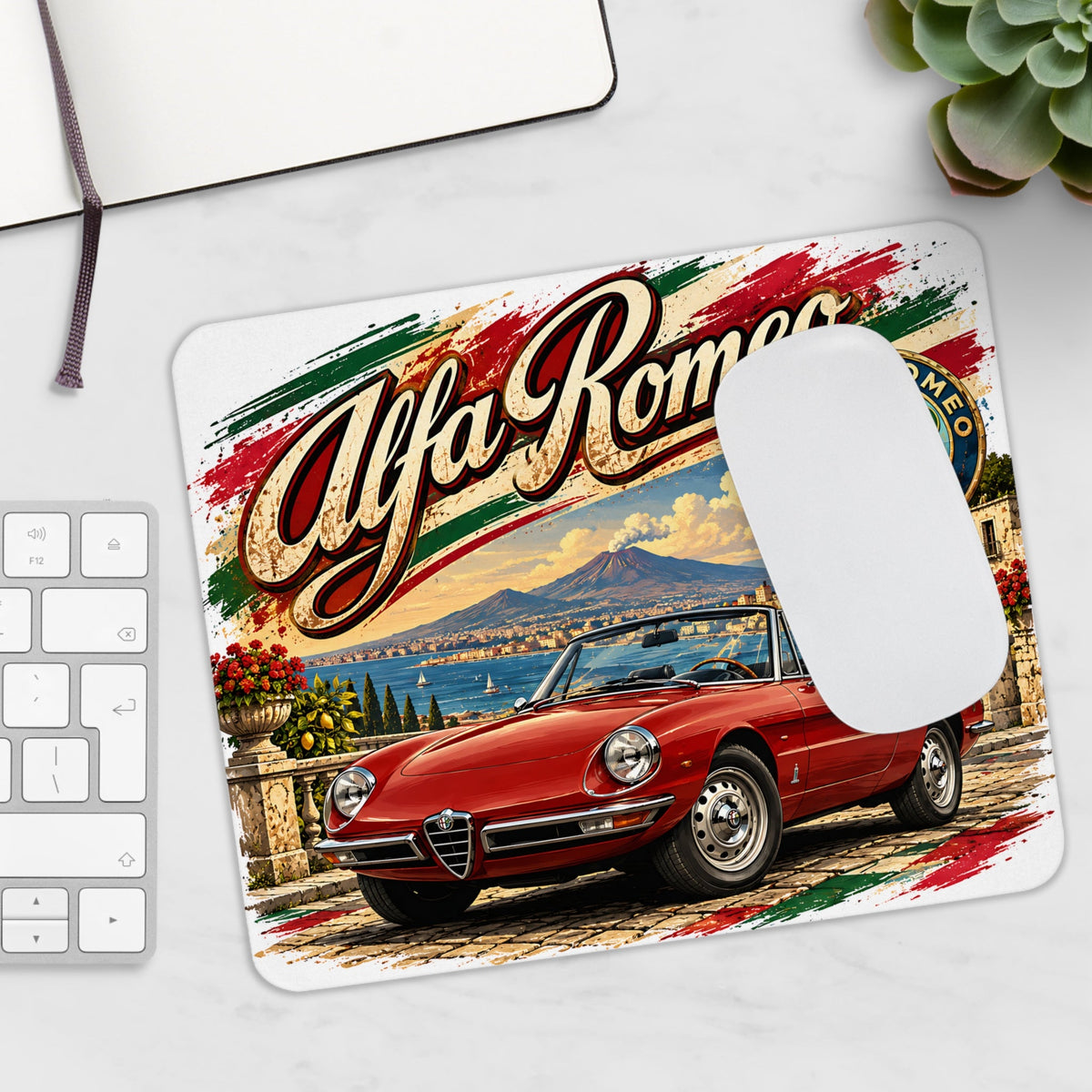 Alfa Romeo Spider Mousepad – Italienischer Auto-Klassiker – Mousepad von MALUX, 23,2 × 19,4 cm