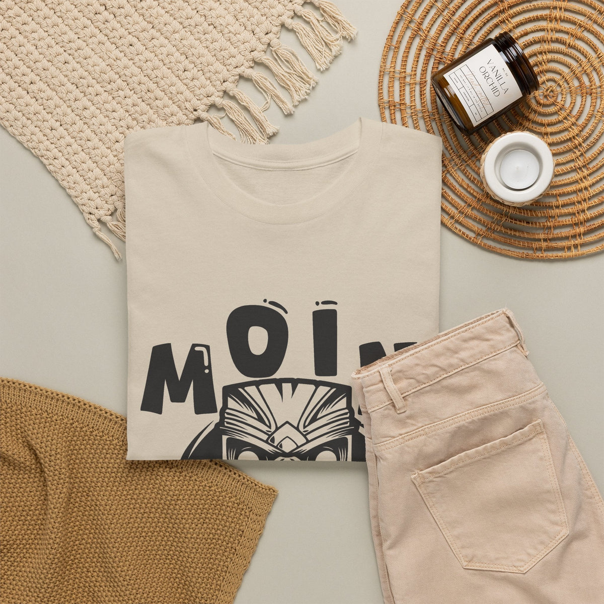 T-Shirt Moin con Maschera Tiki – Design Tropicale Streetwear
