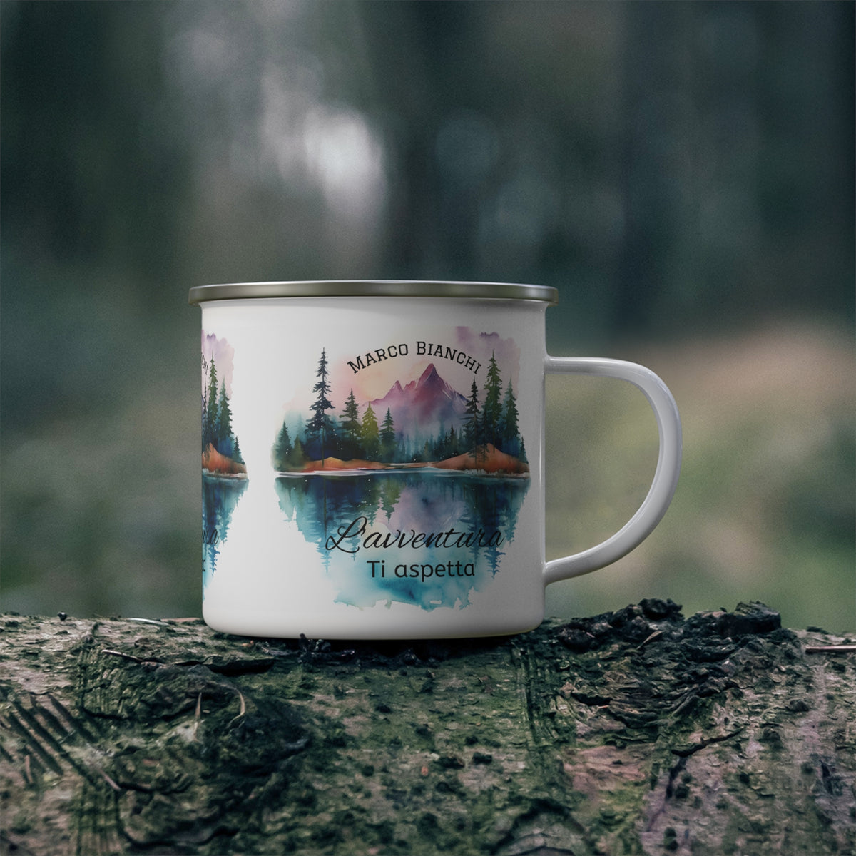 Tazza da Campeggio Personalizzata con Nome – L’Avventura Ti Aspetta