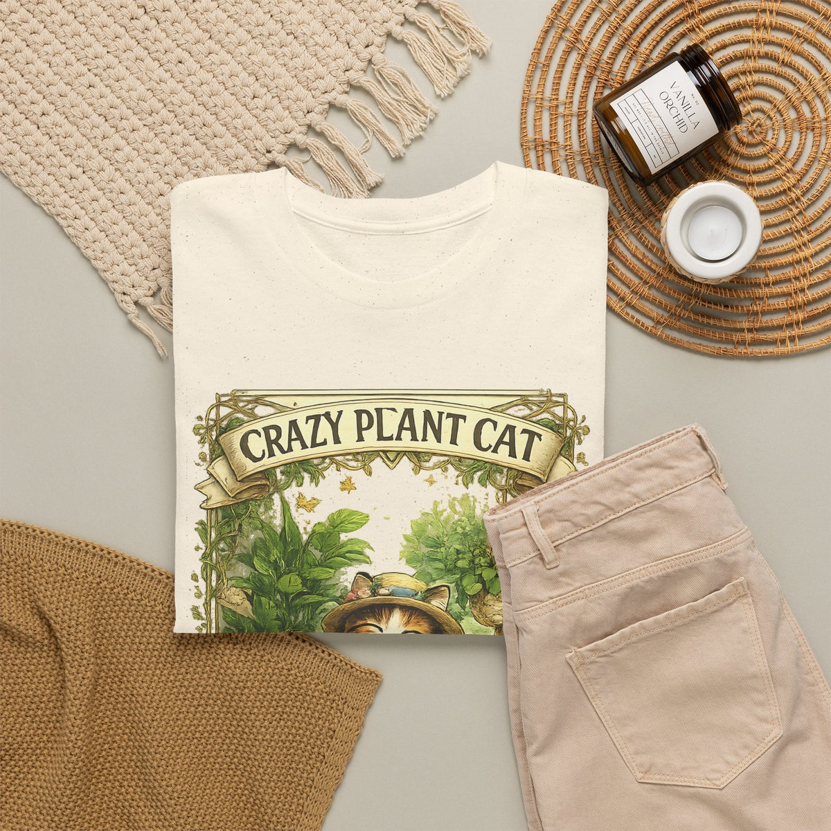 T-Shirt Gatto e Piante – Design Divertente