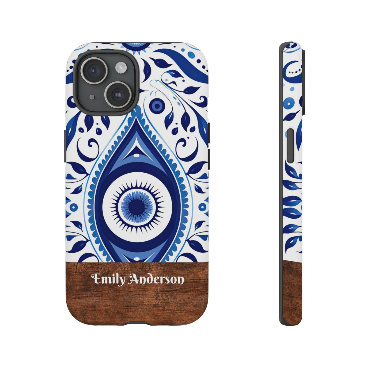 Cover Personalizzata con Nome – Piastrelle Blu Mediterranee