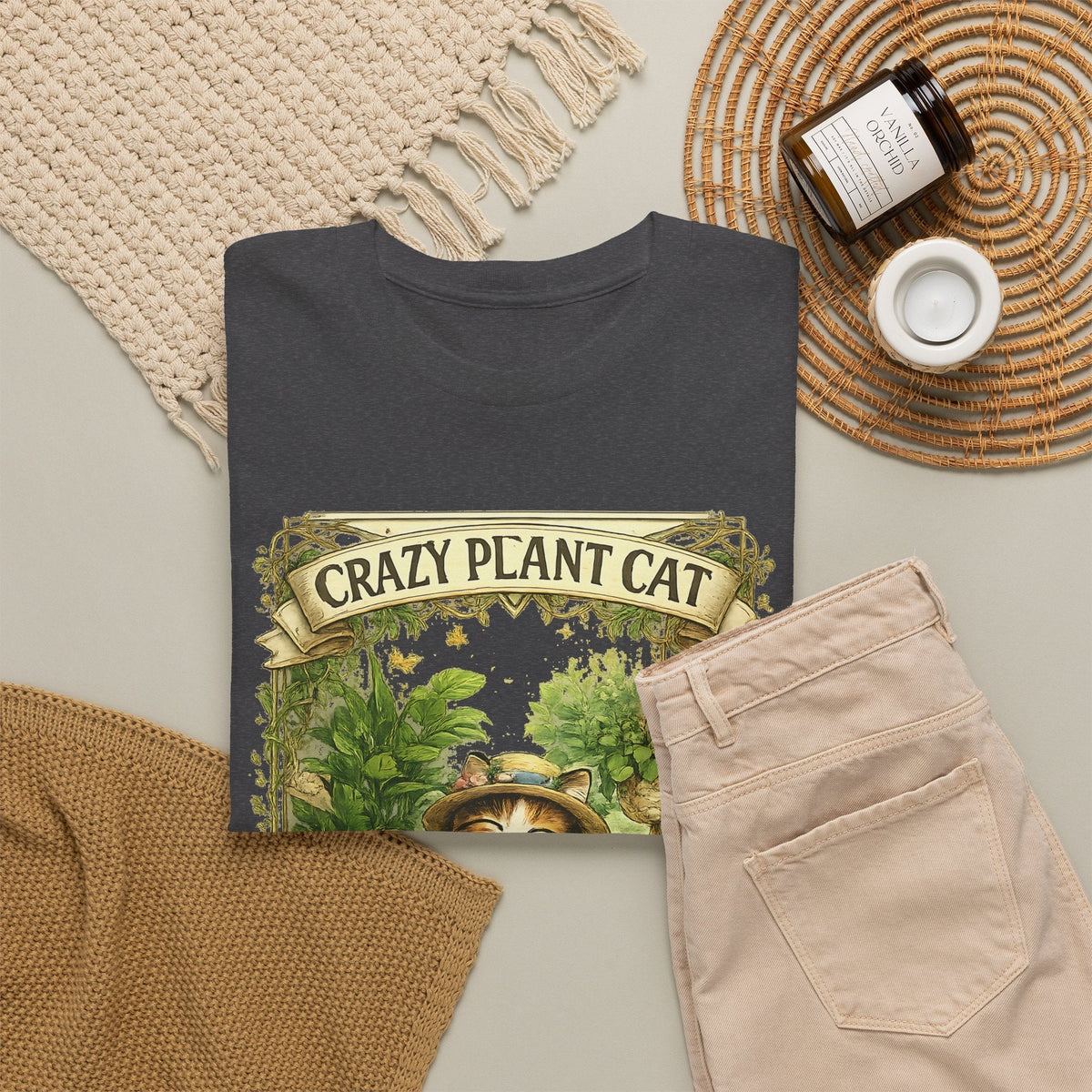 T-Shirt Gatto e Piante – Design Divertente