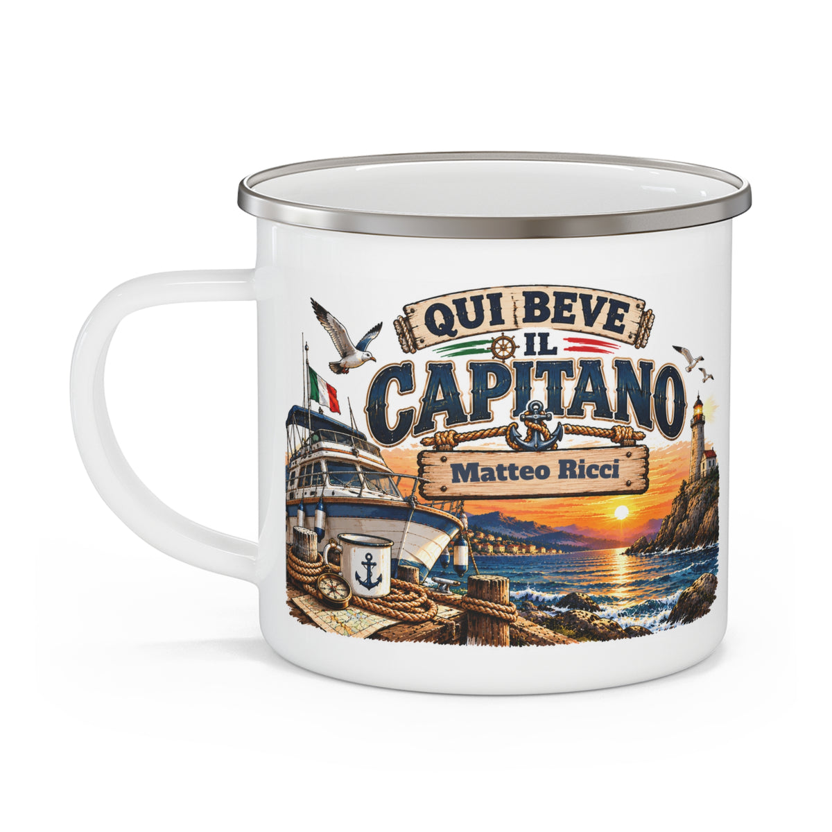Tazza da Campeggio Personalizzata con Nome – Qui Beve il Capitano