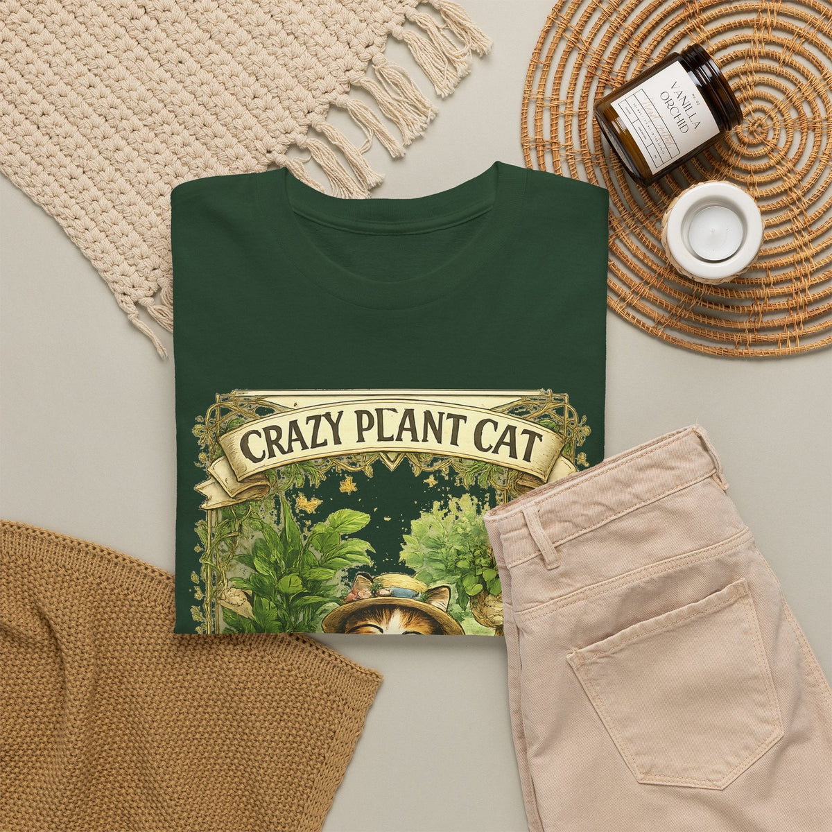 T-Shirt Gatto e Piante – Design Divertente