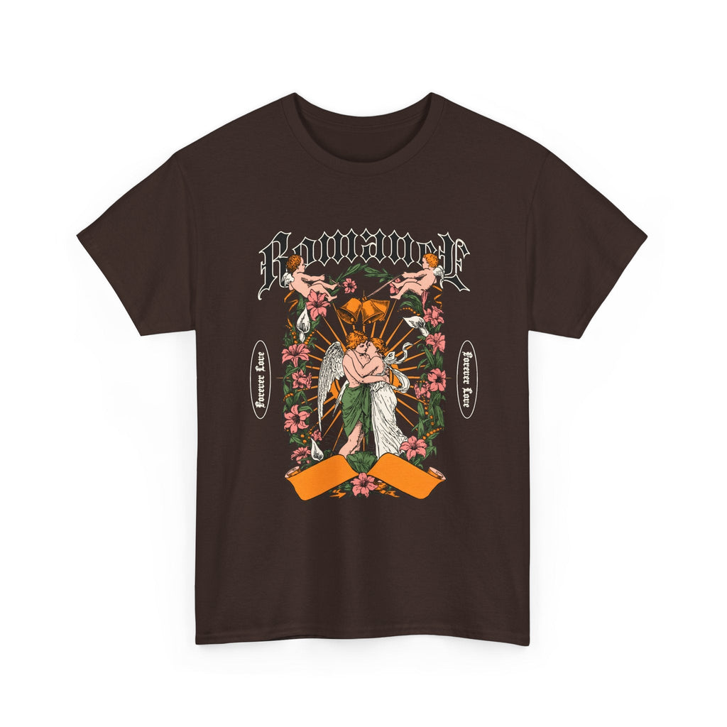 T-Shirt Angelo Gotico con Fiori – Design Dark Vintage