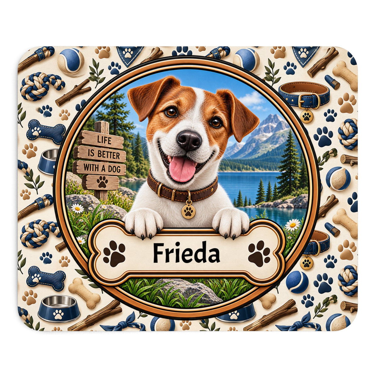 Personalizzato Jack-Russell-Terrier-Mousepad con nome – Mousepad von MALUX, 23,2 × 19,4 cm