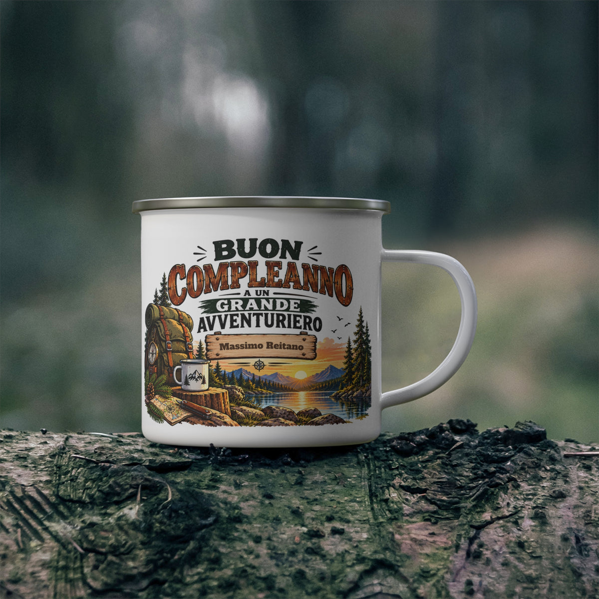 Tazza da Campeggio Personalizzata con Nome – Buon Compleanno Grande Avventuriero