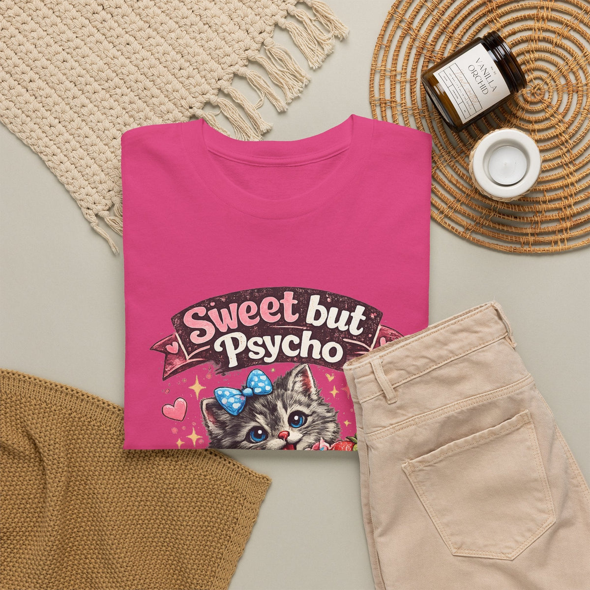T-Shirt Dolce ma Pazzo – Gatto Kawaii Divertente