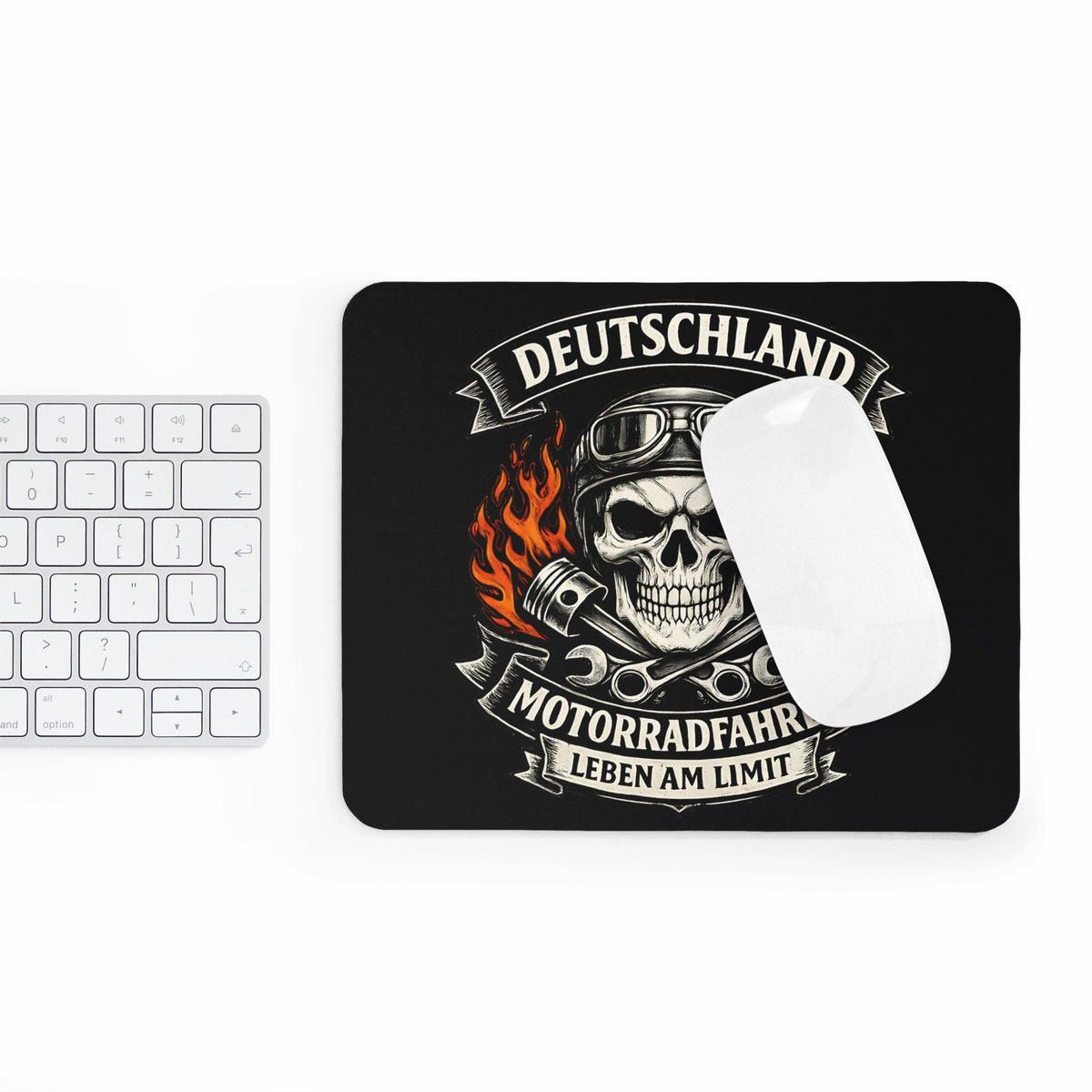 Italia motociclista Mousepad – design biker con teschio – Mousepad von MALUX, 23,2 × 19,4 cm