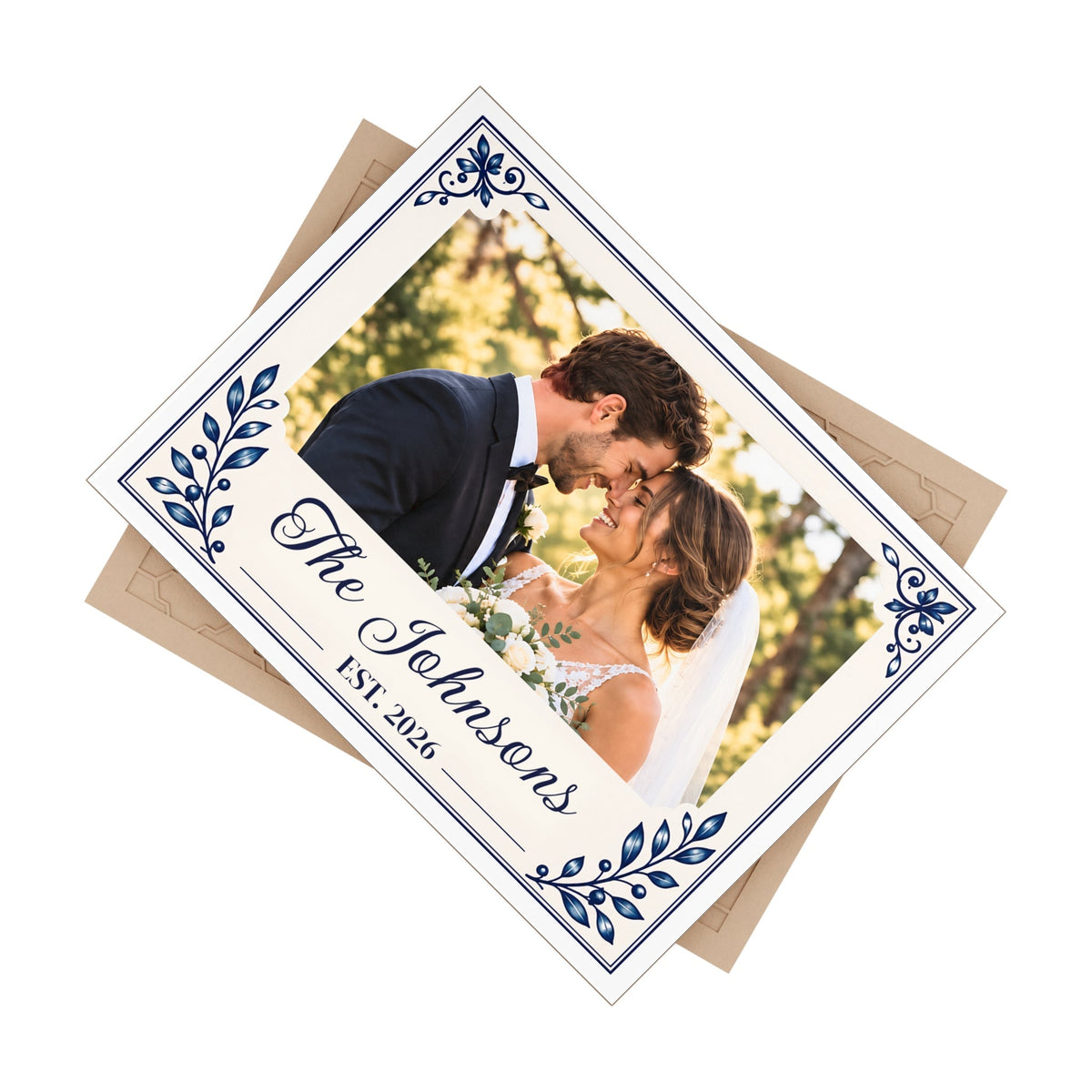 Personalizzata Hochzeits-Fototafel aus Keramik – Paar 20 × 25 cm
