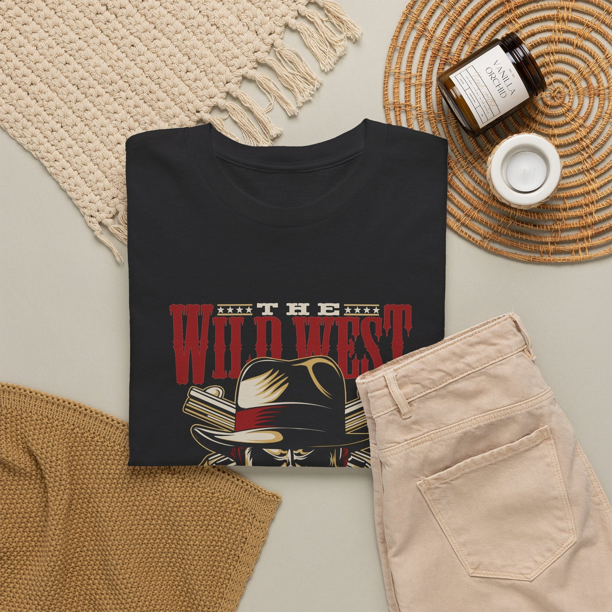 T-Shirt Leggenda del Selvaggio West – Teschio Cowboy Vintage