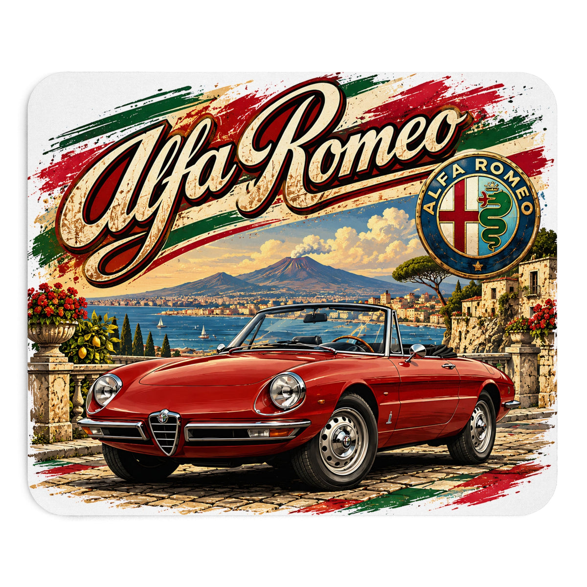 Alfa Romeo Spider Mousepad – Italienischer Auto-Klassiker – Mousepad von MALUX, 23,2 × 19,4 cm