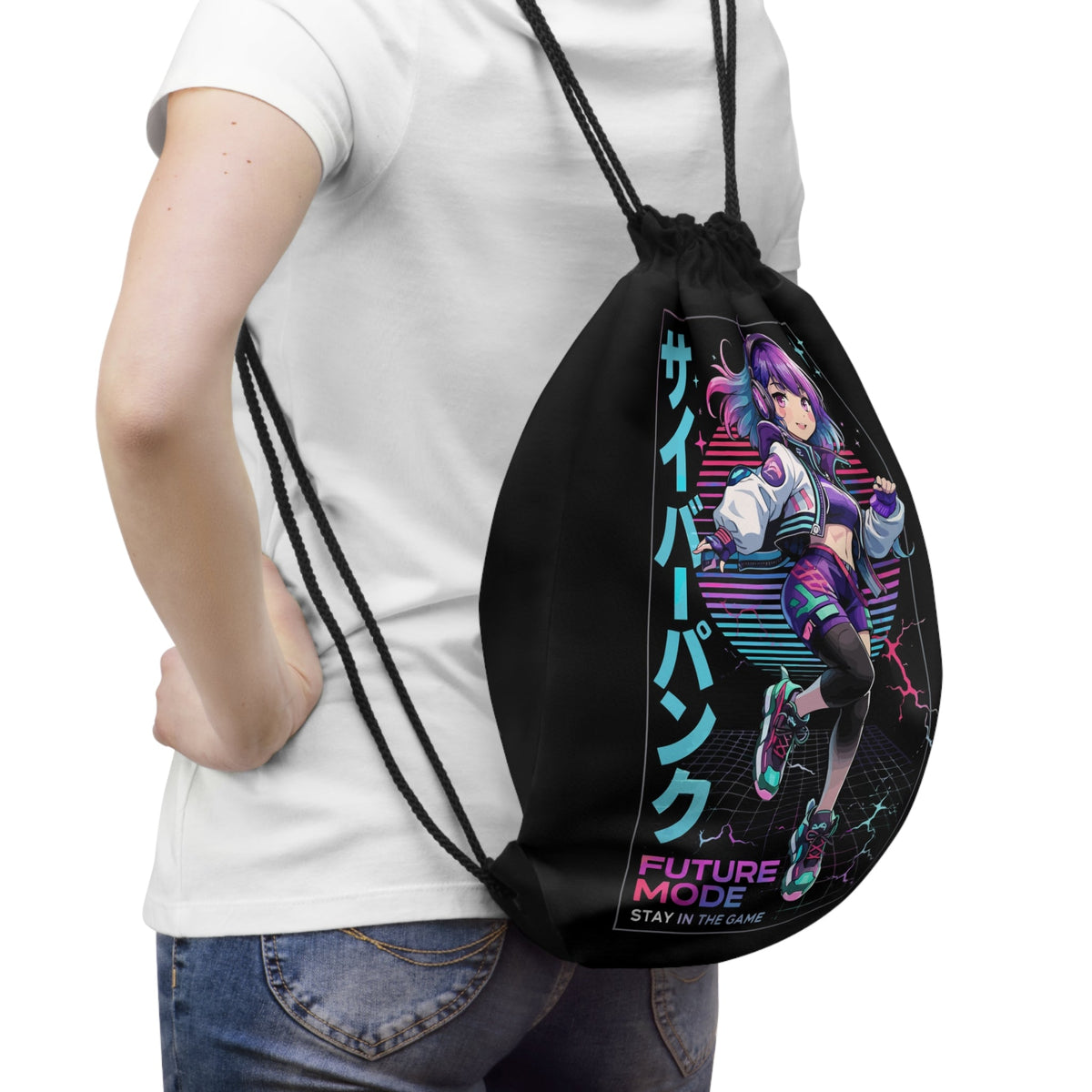 Cyber-Anime Sacca con coulisse – Futuristisches Mädchen-Motiv von MALUX