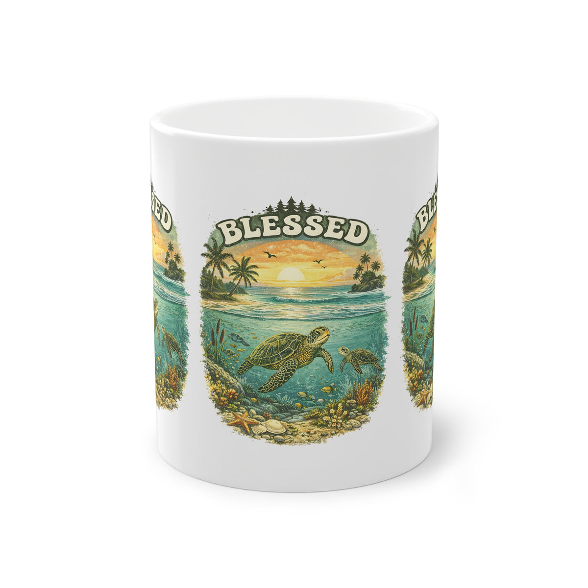 Tazza Tartaruga Marina “Blessed” – Tramonto sul Mare 330 ml