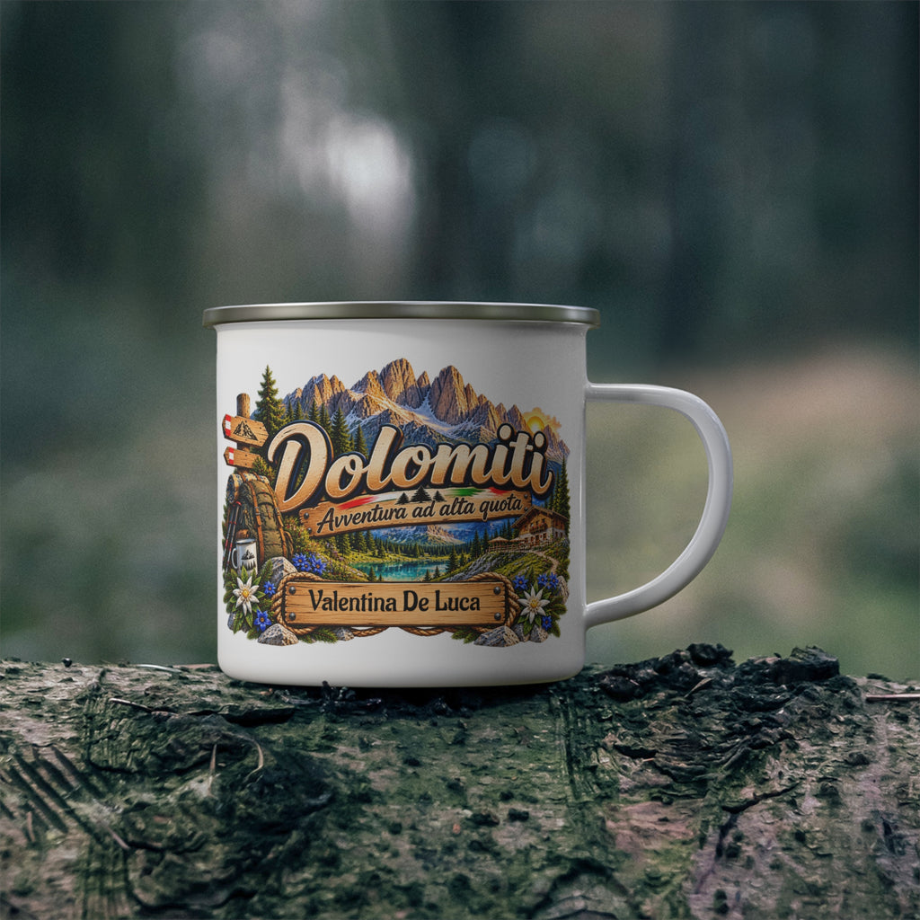Tazza da Campeggio Dolomiti Personalizzata con Nome – Avventura ad Alta Quota