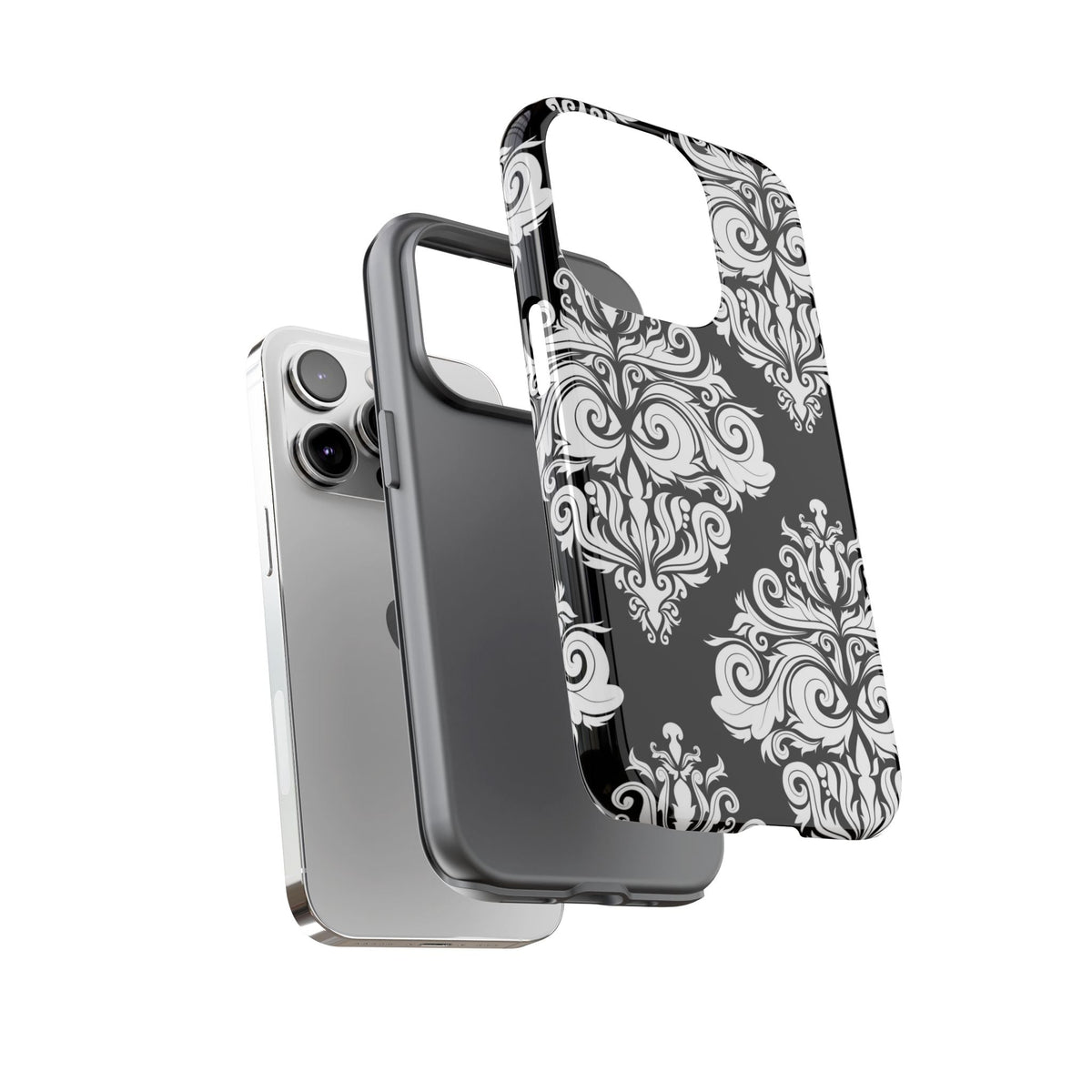 Nero-weißer Damast Cover per smartphone – elegante robuste Cover per smartphone