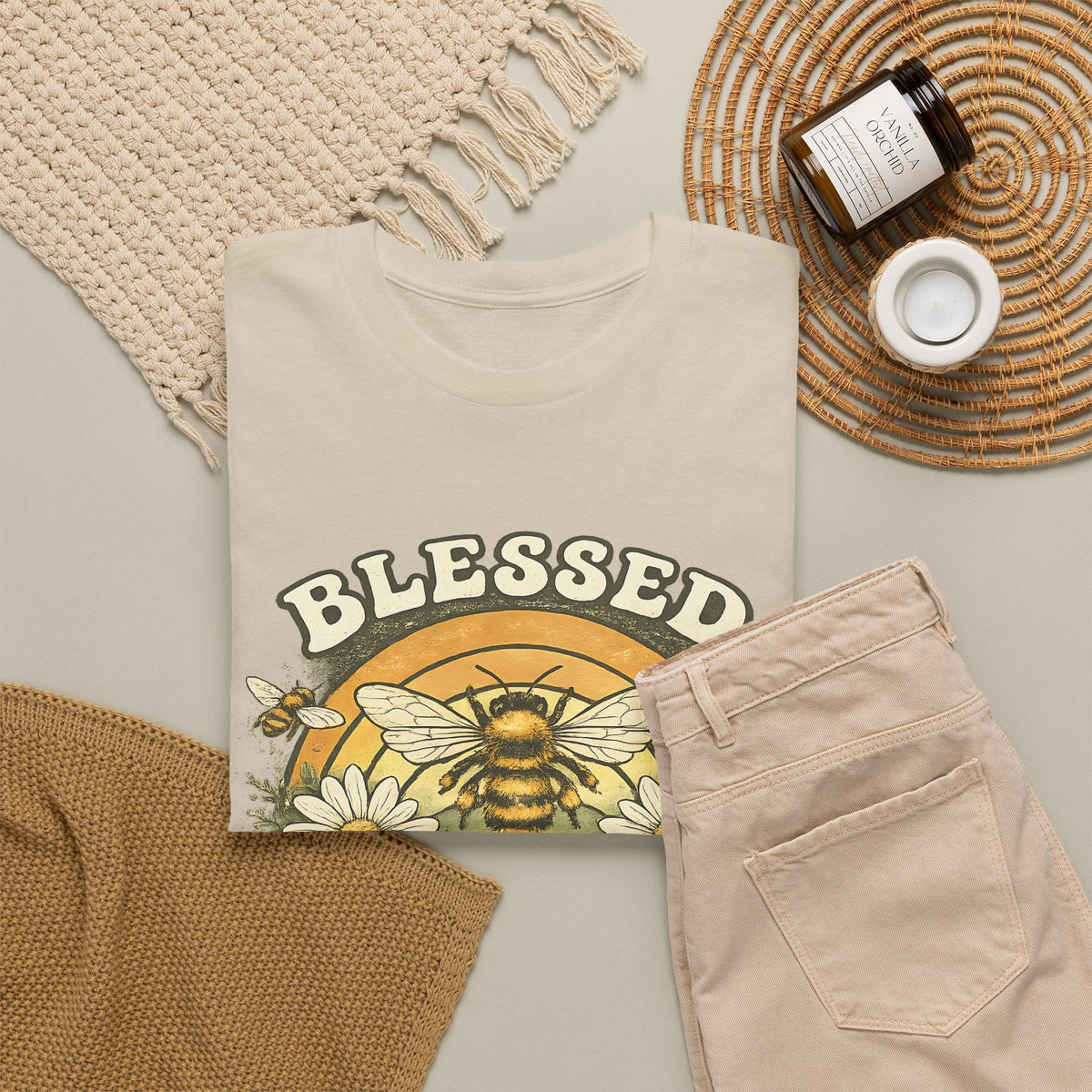 Blessed Bee T-Shirt – Christlicher Glaube & fiori-Biene Grafik-T-Shirt