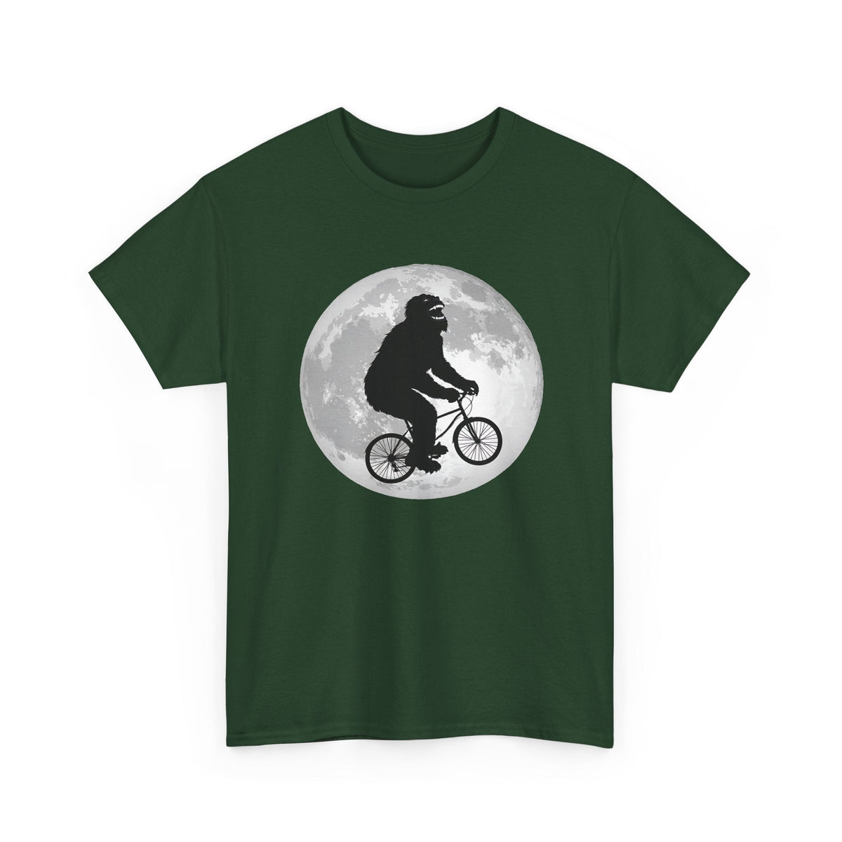 T-Shirt Bigfoot in Bicicletta – Design Luna e Avventura