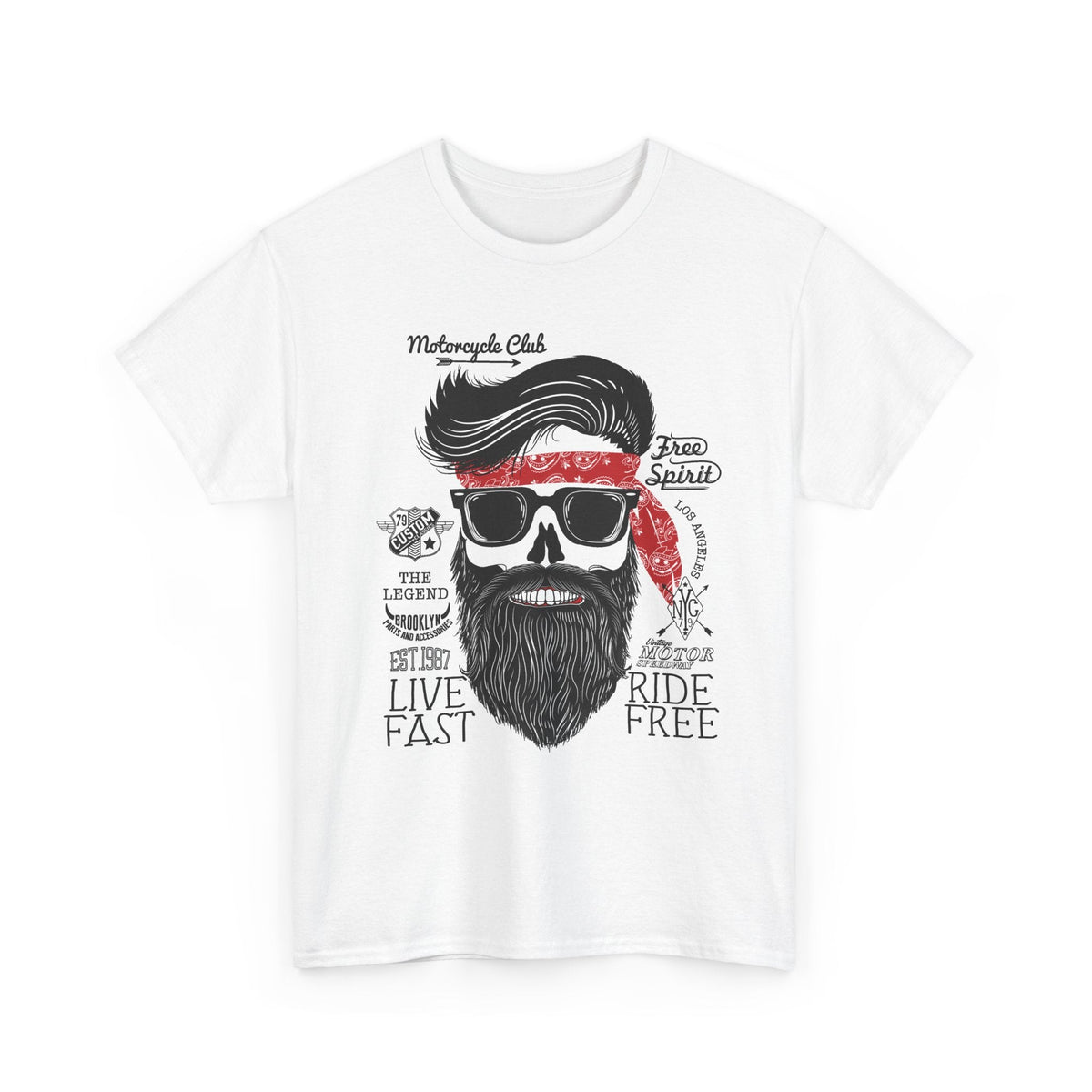 T-Shirt Teschio Biker – Vivi Veloce, Guida Libero