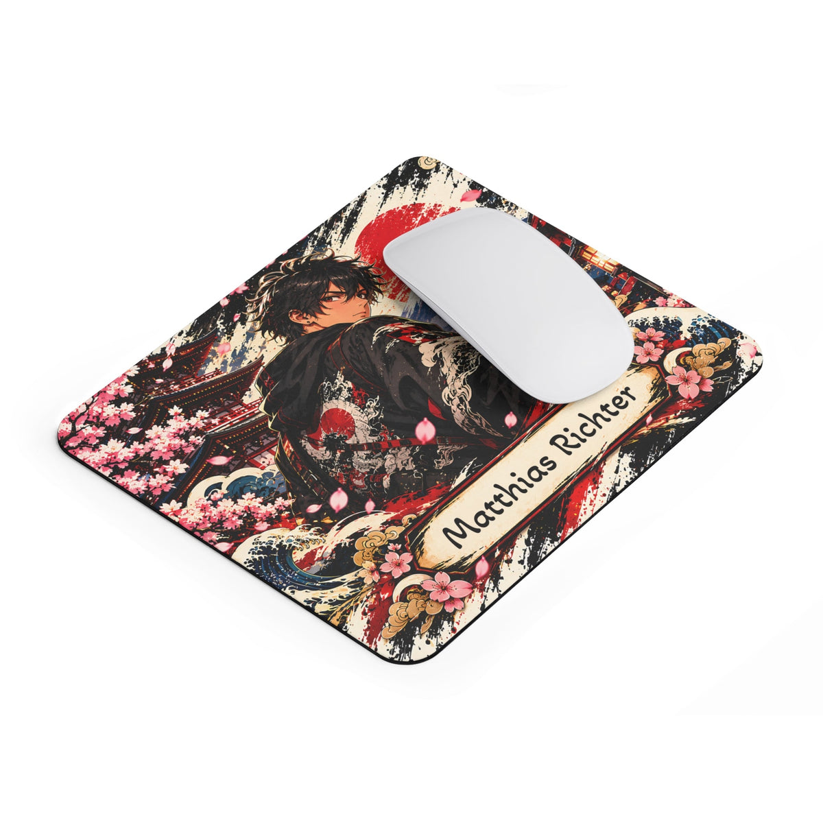 Personalizzato Anime Mousepad con nome – Japan design – Mousepad von MALUX, 23,2 × 19,4 cm
