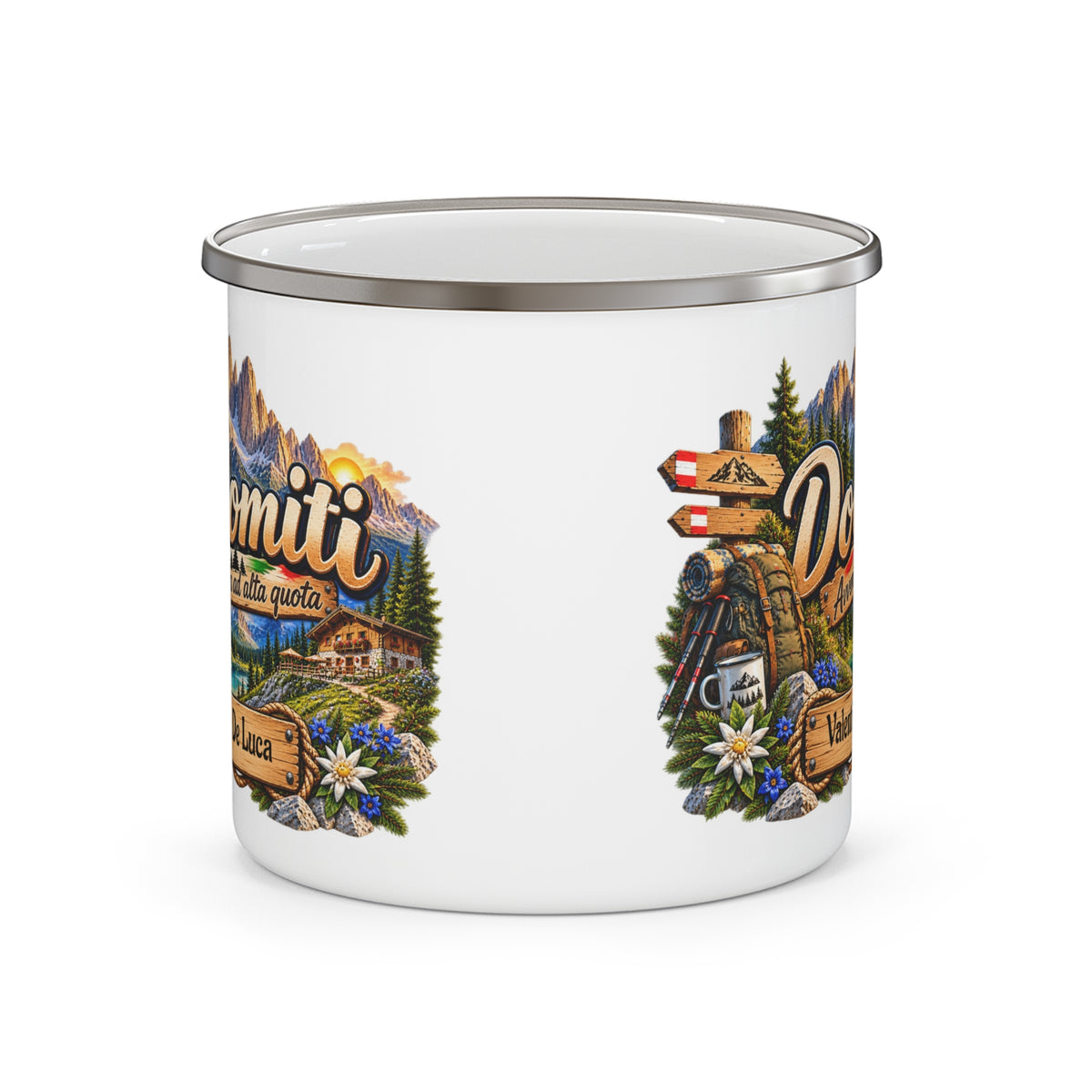 Tazza da Campeggio Dolomiti Personalizzata con Nome – Avventura ad Alta Quota