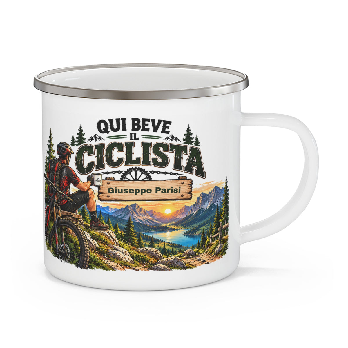 Tazza da Campeggio Personalizzata con Nome – Qui Beve il Ciclista