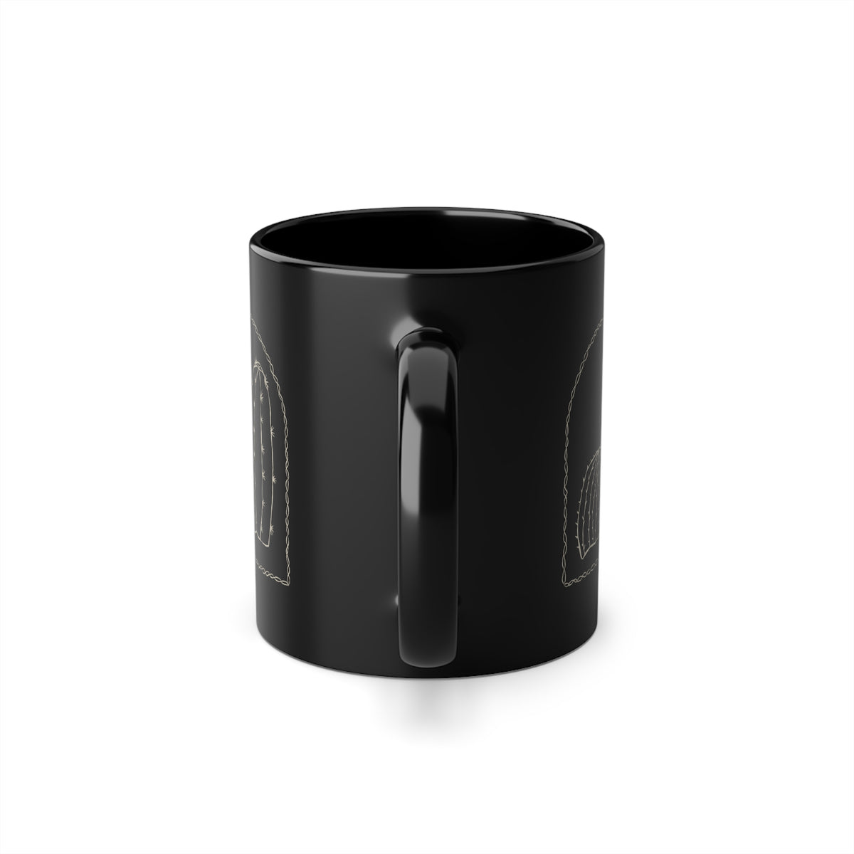 Tazza Nera con Cactus – Design Minimal Western 330 ml