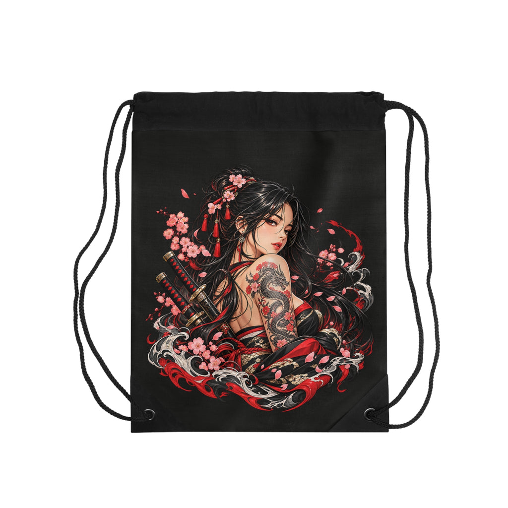 Japanischer Samurai Sacca con coulisse – Kriegerin & Drachen design von MALUX