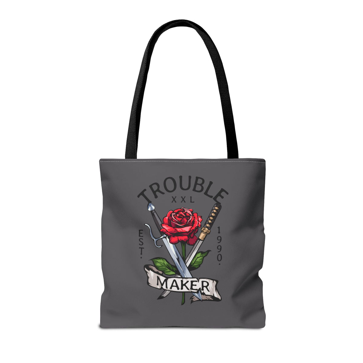 Trouble Maker Borsa in tessuto – Rose & Schwerter Tattoo design