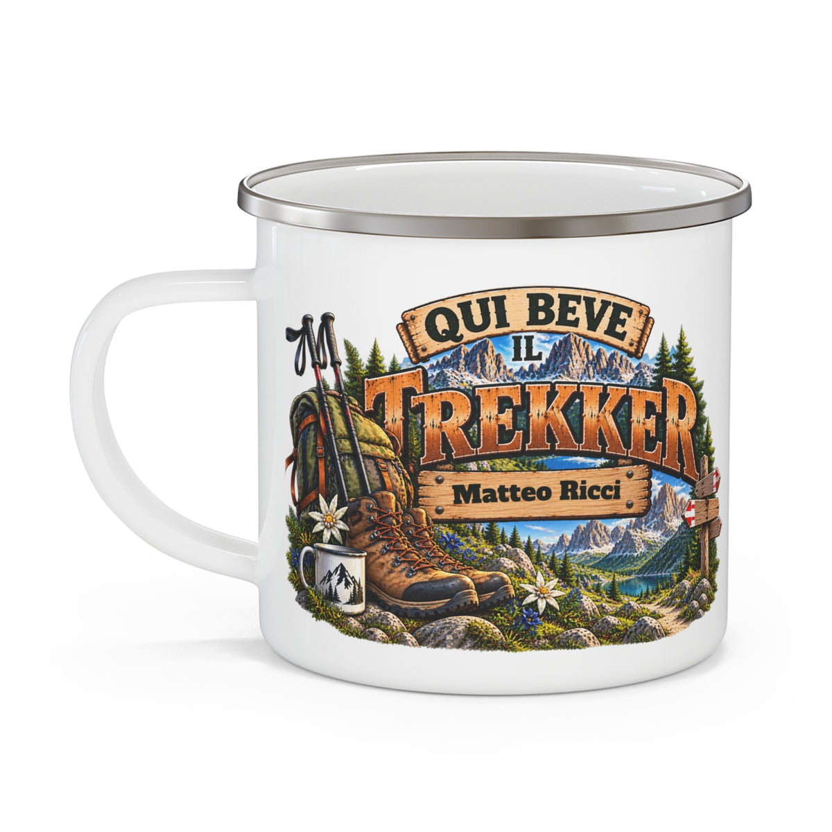 Tazza da Campeggio Personalizzata con Nome – Qui Beve il Trekker