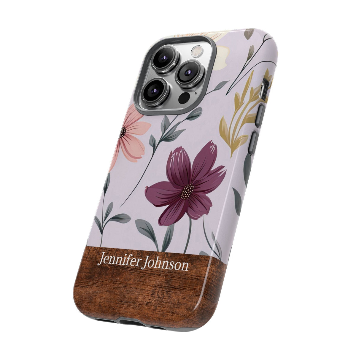 Cover Personalizzata con Nome – Design Floreale ed Effetto Legno