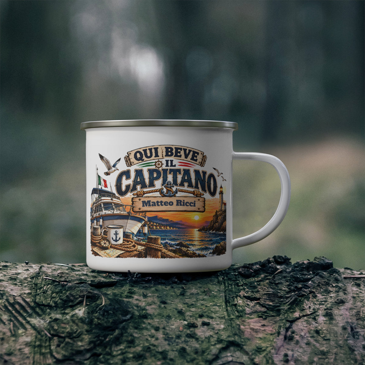 Tazza da Campeggio Personalizzata con Nome – Qui Beve il Capitano