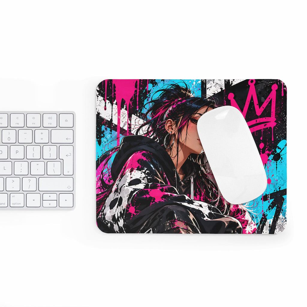 Anime Streetwear Mousepad – Pink Graffiti design – Mousepad von MALUX, 23,2 × 19,4 cm