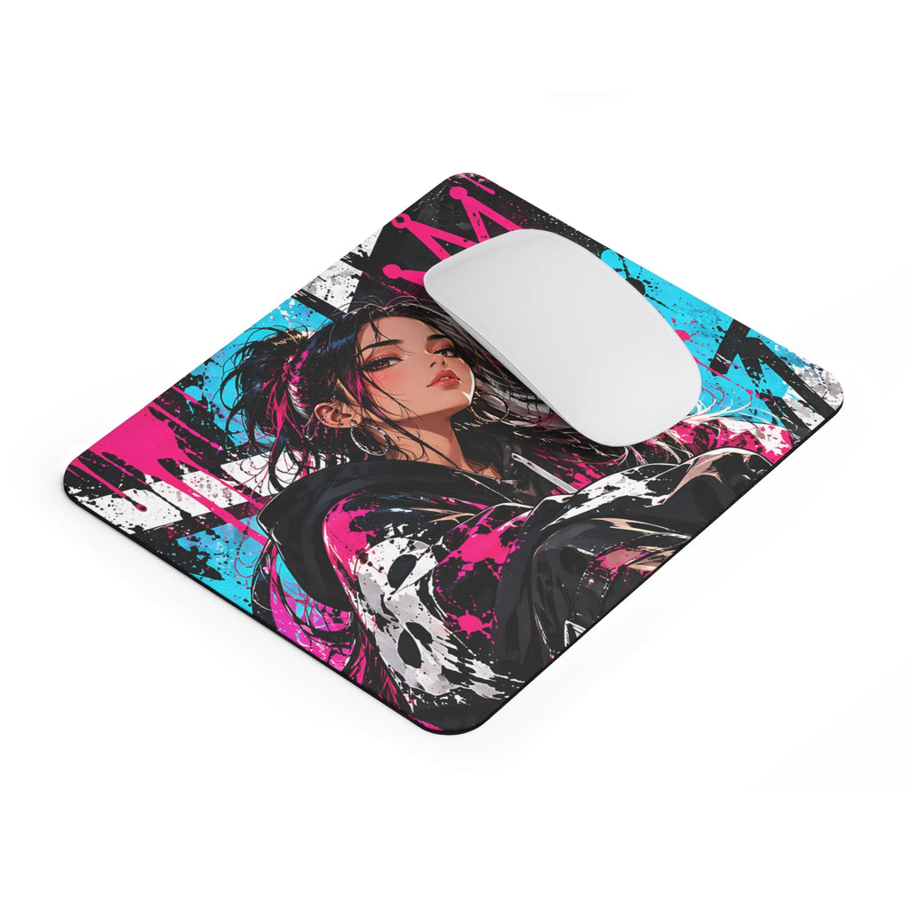 Anime Streetwear Mousepad – Pink Graffiti design – Mousepad von MALUX, 23,2 × 19,4 cm