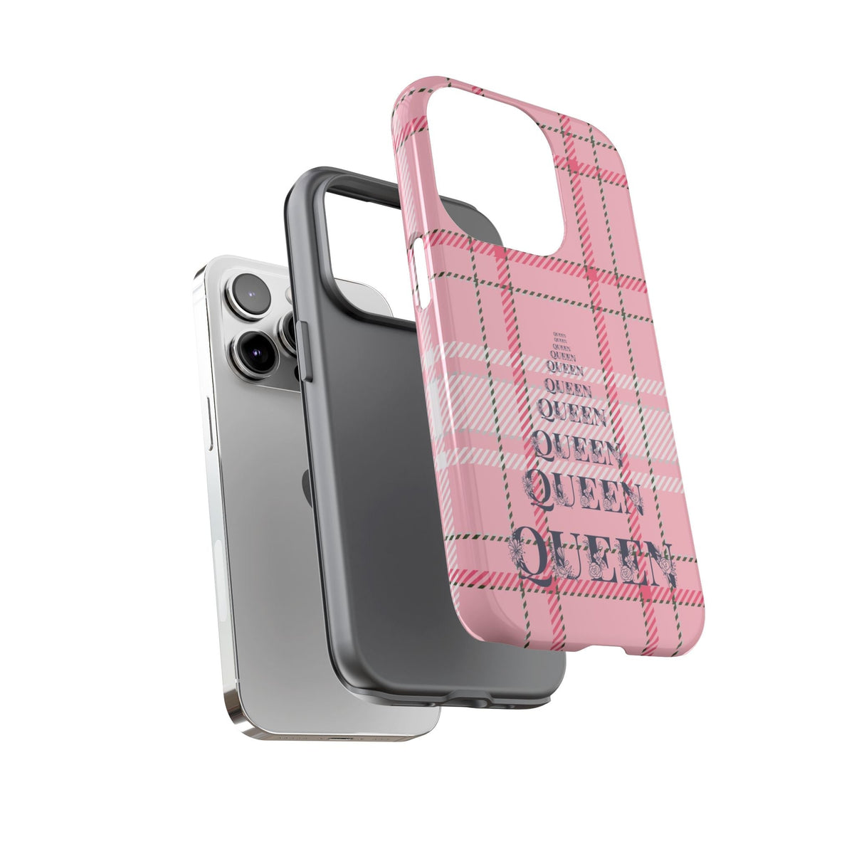Rosa Karo Queen Cover per smartphone – Cover robusta im Preppy-Tartan-Stil