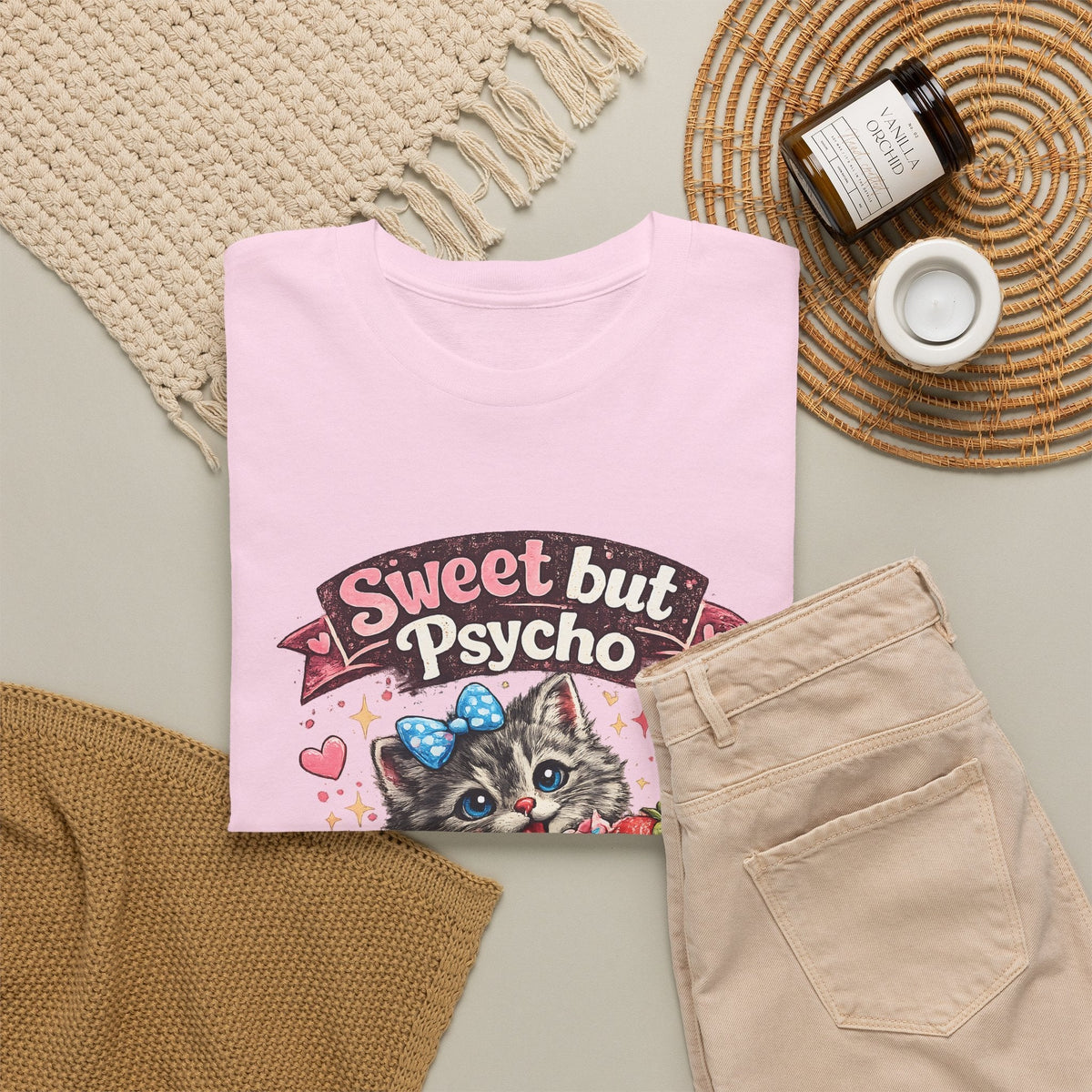 T-Shirt Dolce ma Pazzo – Gatto Kawaii Divertente
