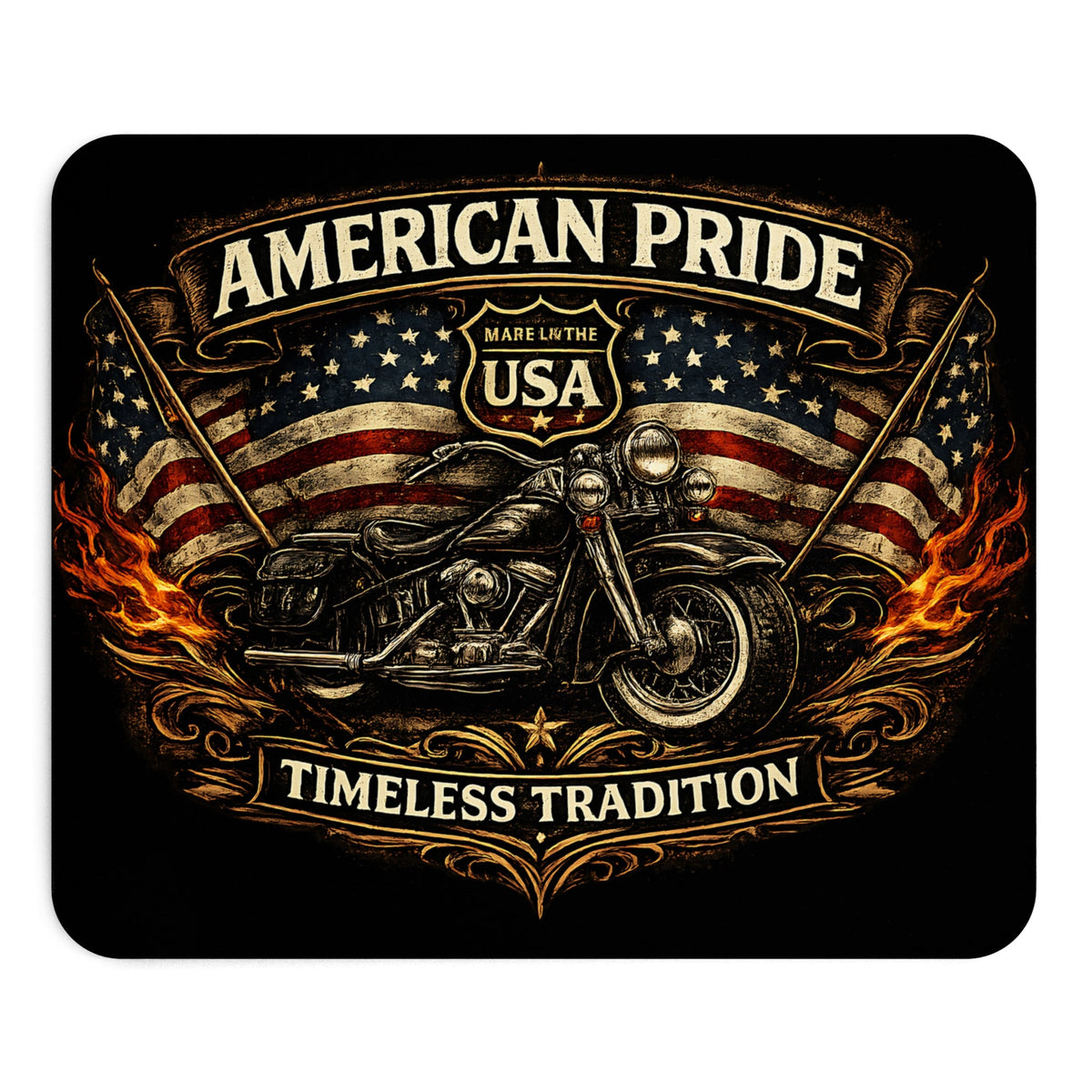 American Pride Mousepad – USA moto Biker design – Mousepad von MALUX, 23,2 × 19,4 cm