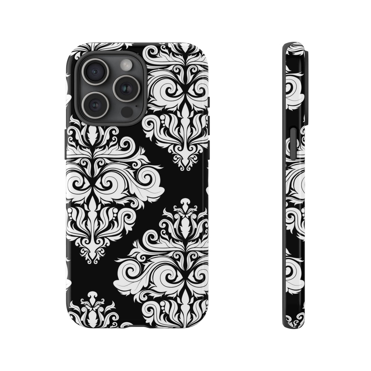Nero-weißer Damast Cover per smartphone – elegante robuste Cover per smartphone