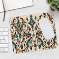 Western Longhorn Mousepad – design boho con piume – Mousepad von MALUX, 23,2 × 19,4 cm