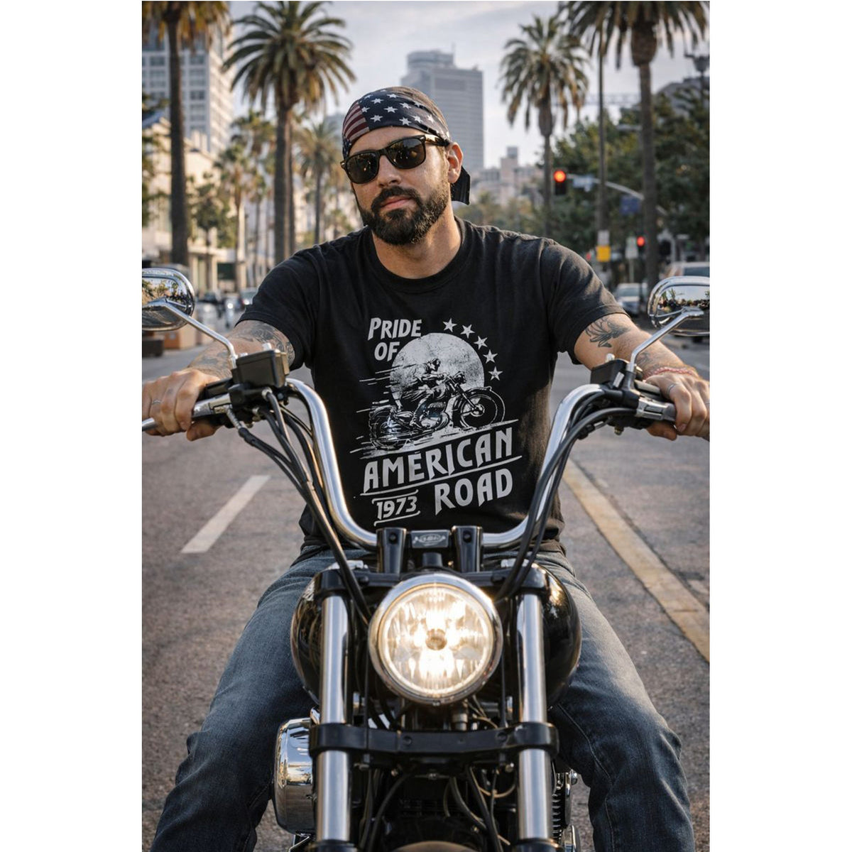 American Biker T-Shirt – American Road Vintage-moto T-Shirt
