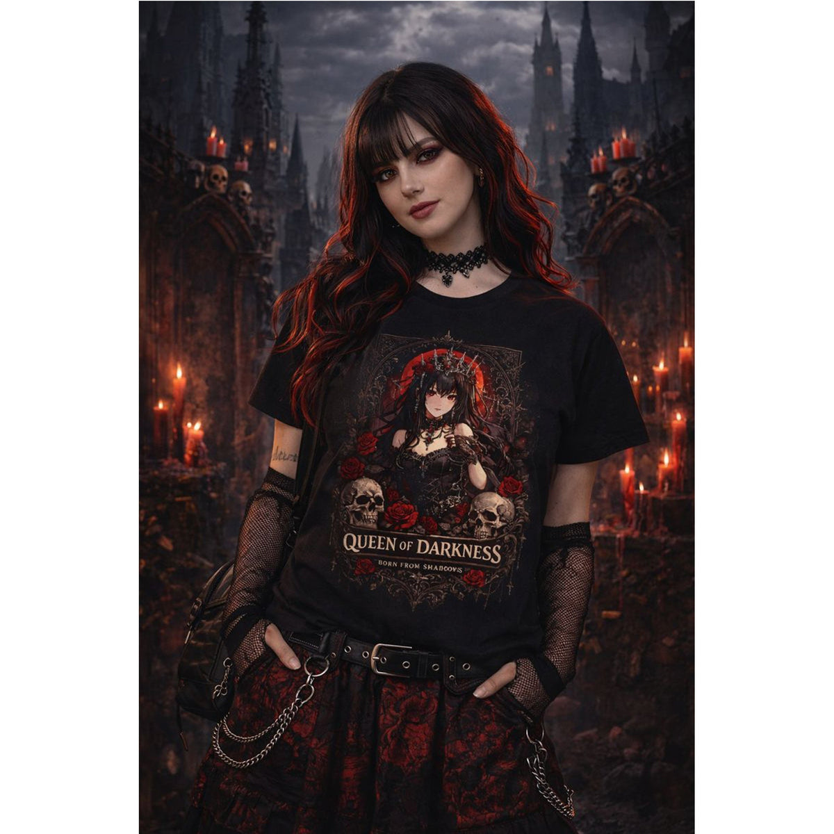 T-Shirt Regina dell'Oscurità – Design Gotico Dark Fantasy