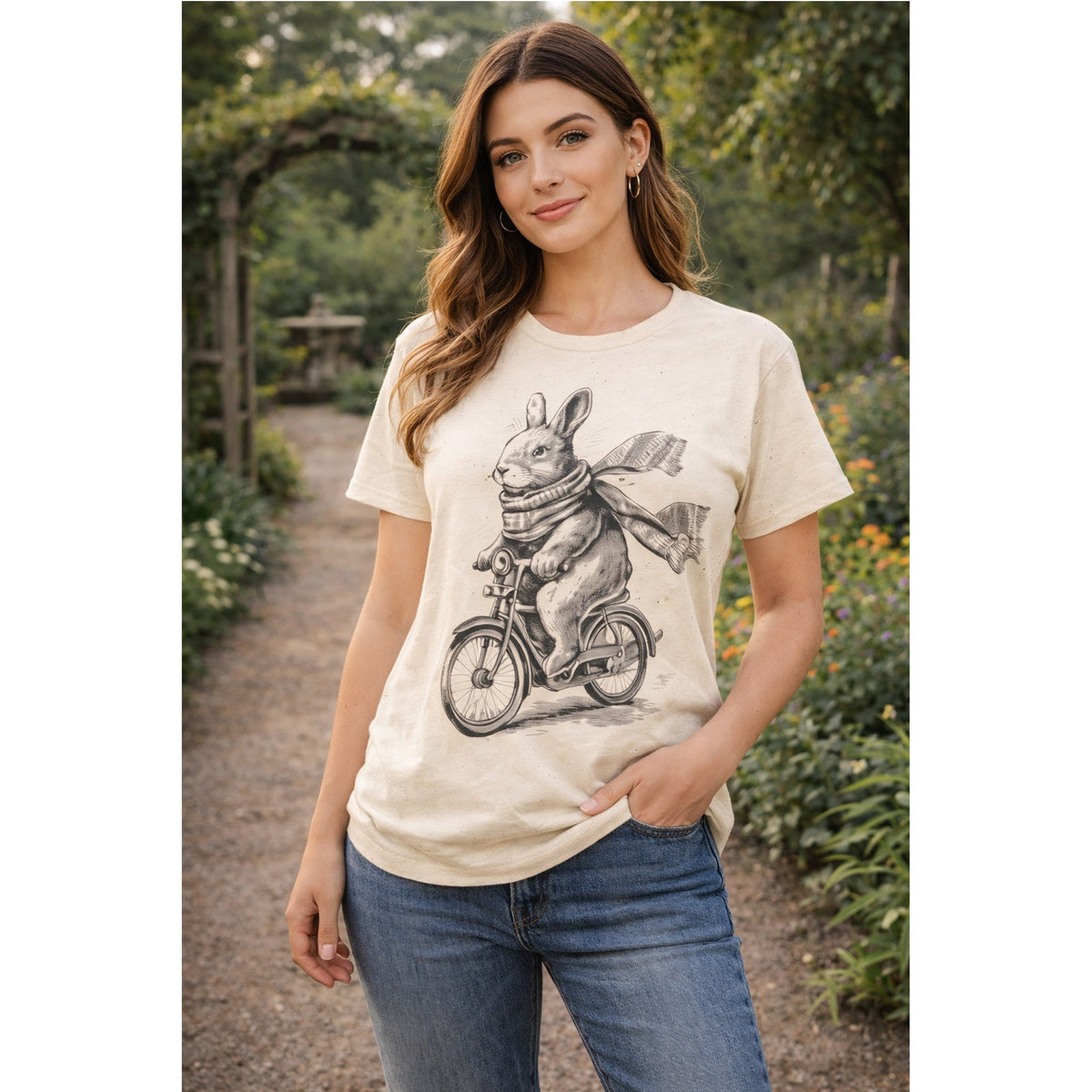Bicycle Bunny T-Shirt – divertenter Vintage-Hase Grafik-T-Shirt