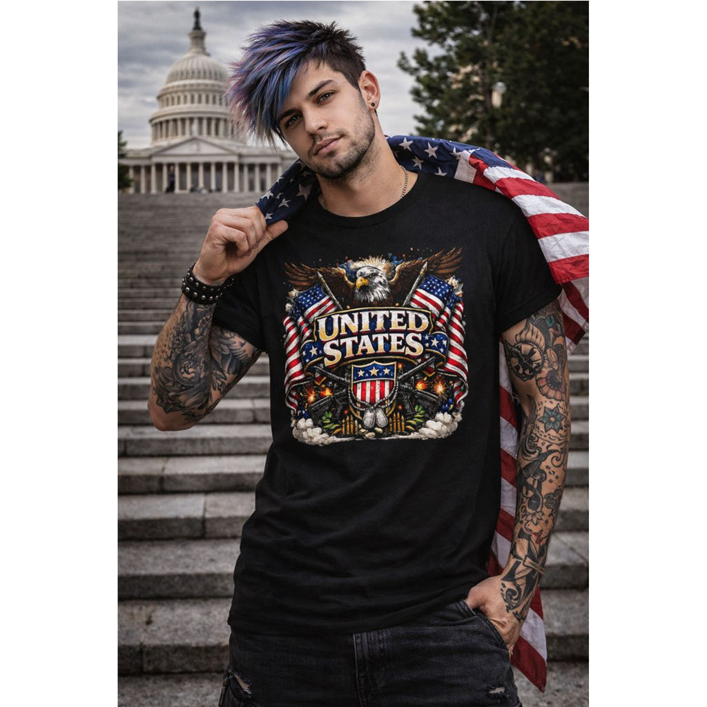 T-Shirt Patriottica USA – Aquila e Bandiera Americana